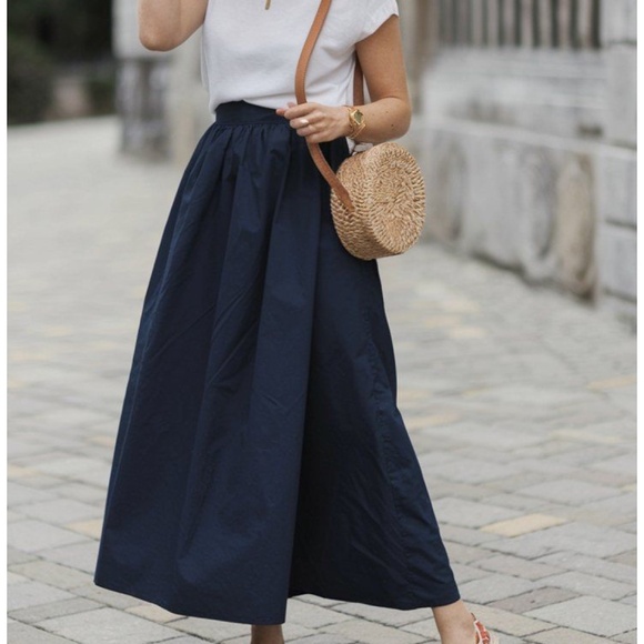 Quince Dresses & Skirts - Quince 100% Organic Cotton Poplin A-line Maxi Skirt Size XS Color Navy